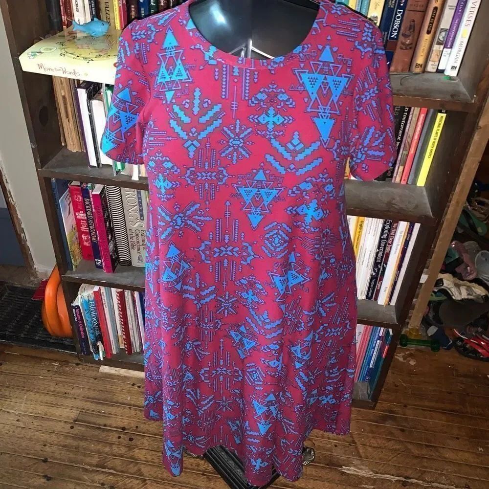 Lularoe pink & blue leggings buttery soft high low S swing dress